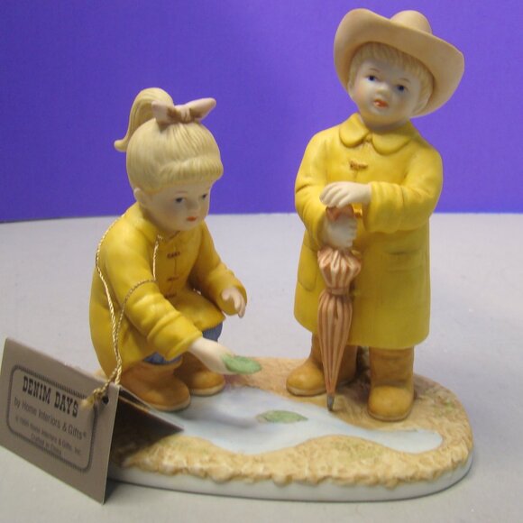 Home Interiors Denim Days Puddle Jumpers Figurine 1999 #88013-99 - Picture 1 of 16